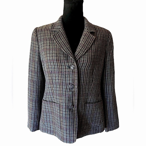Appleseed’s Wool Blend Tweed Jacket Firm Fitting Size Women’s 6P Green/Brown/Red - Picture 4 of 11